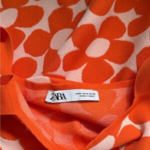 Zara Orange Floral Knit Dress